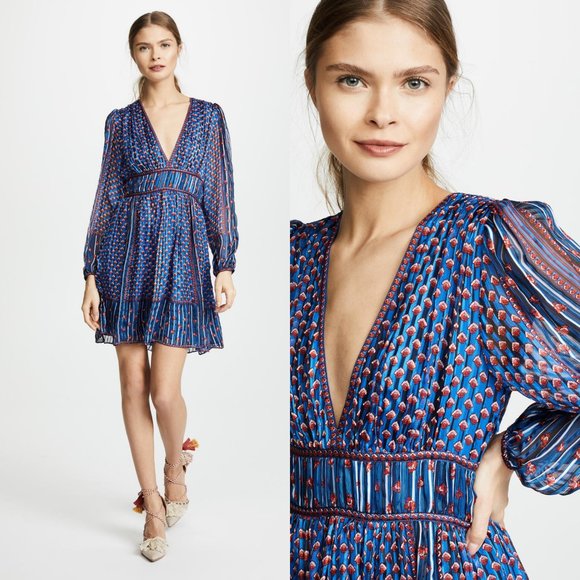 Ulla Johnson Martine Mini Dress Cerulean Blue Silk - Picture 2 of 12